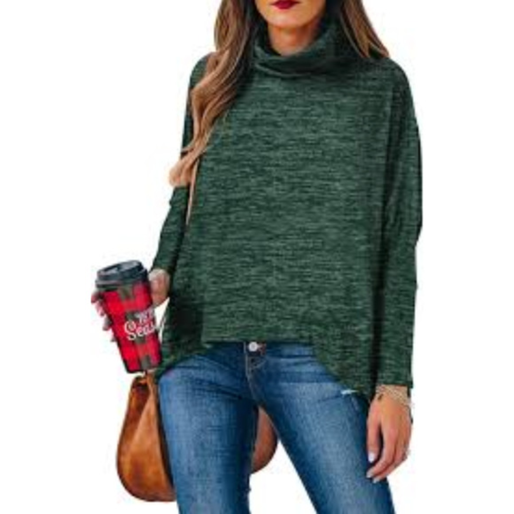NWT XXL Wekili Green Drape‎ Neck Sweater Shirt